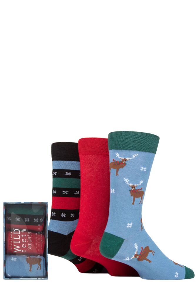 Sockshop WildfeetMens Winter Wonderland Christmas Socks 3-Pair Gift Box