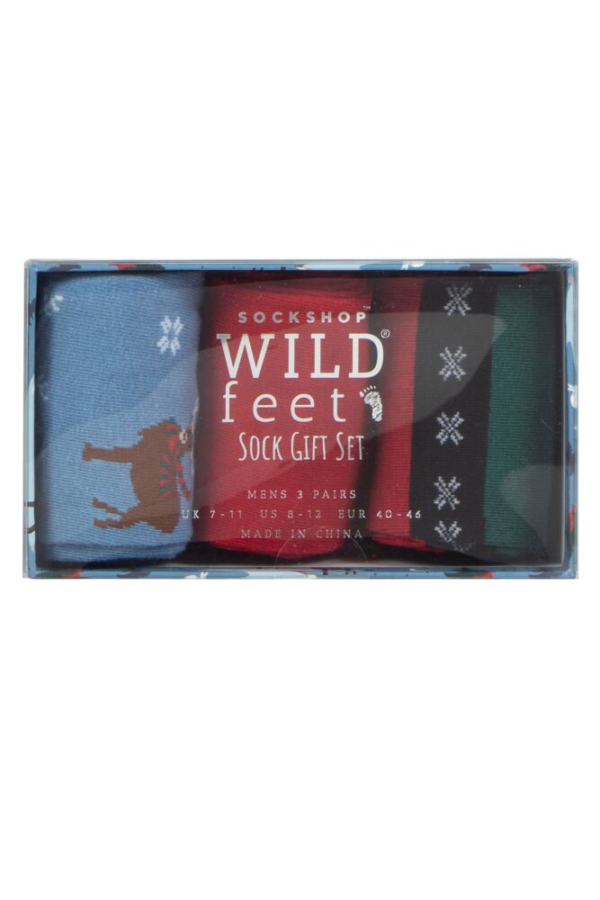 sockshop WildfeetMens Winter Wonderland Christmas Socks 3-Pair Gift Box