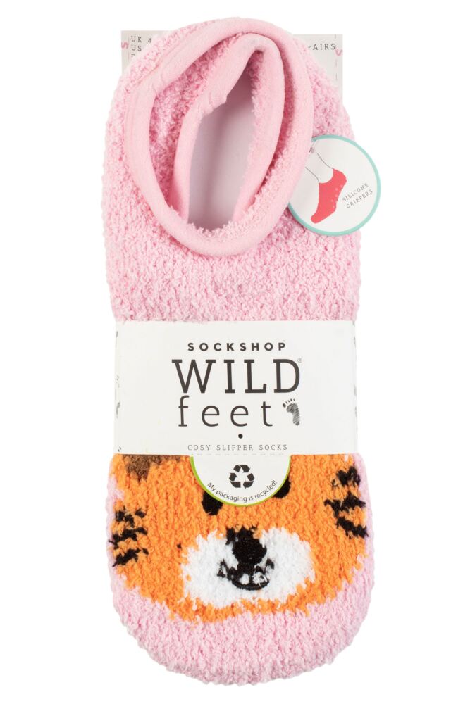 sockshop WildfeetWomens Animal & Patterned Cosy Slipper Socks with Grip 2-Pair