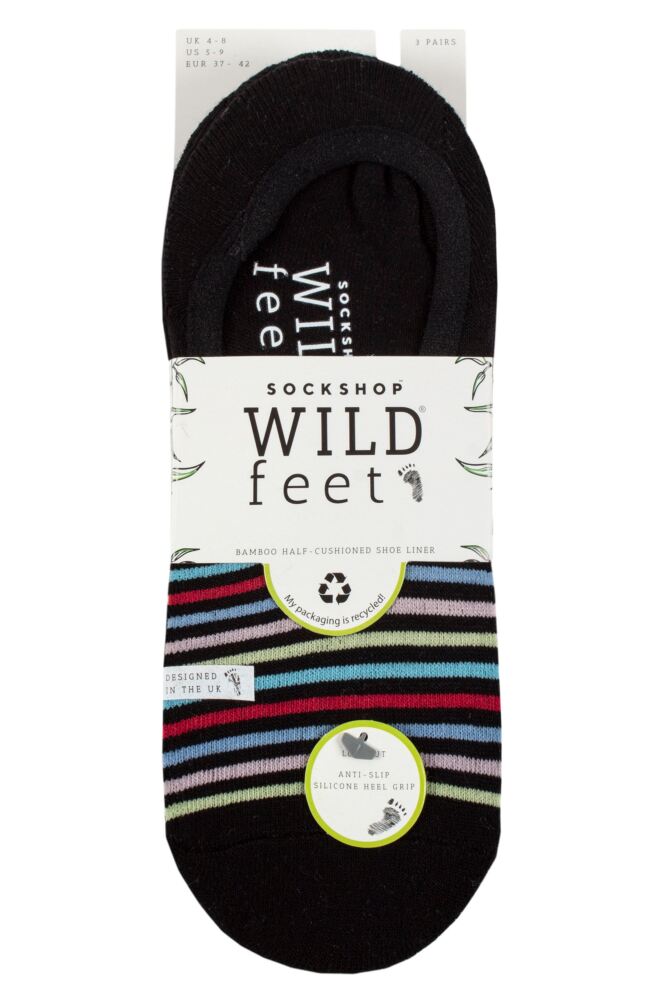 sockshop WildfeetWomens Bamboo Half Cushioned PED Socks 3-Pair