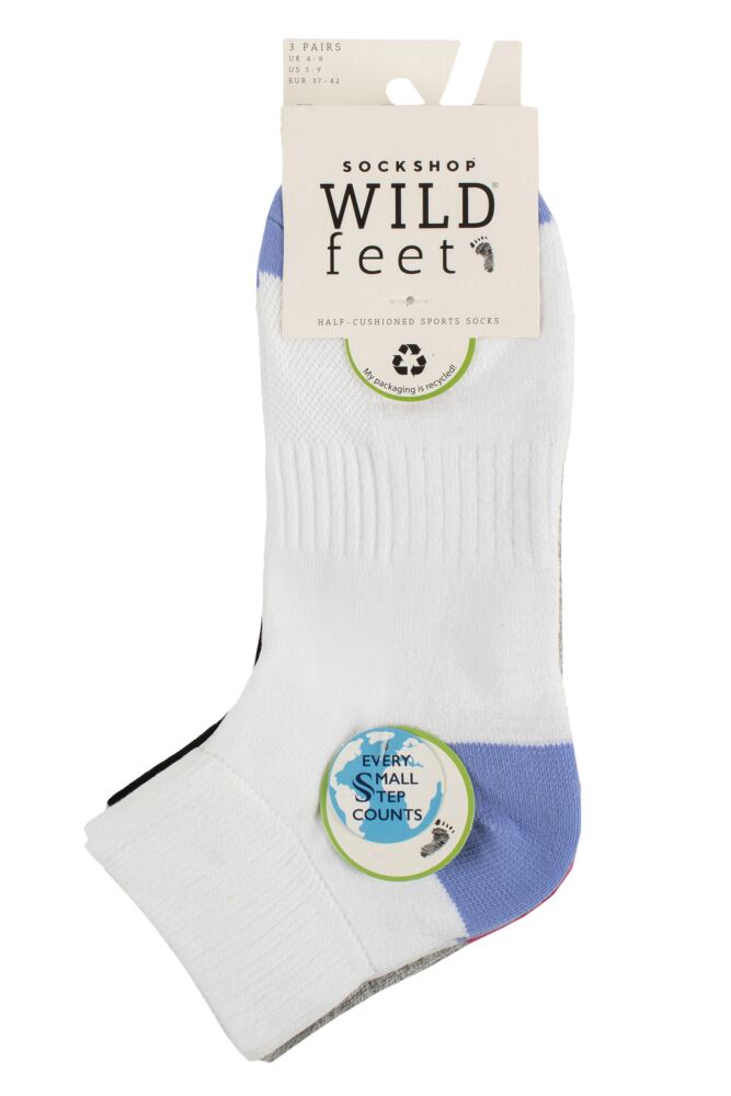 sockshop WildfeetWomens Bamboo Half Cushioned Sports Socks 3-Pair