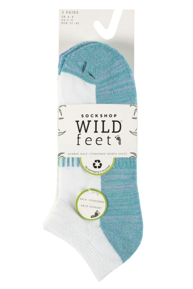 sockshop WildfeetWomens Bamboo Half Cushioned Sports Socks 3-Pair