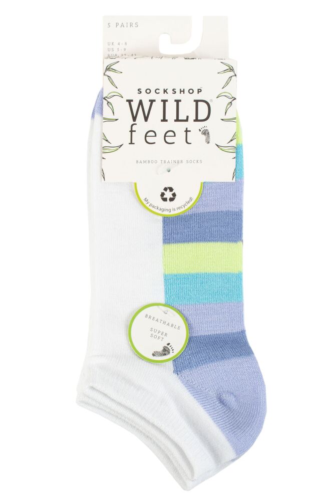 sockshop WildfeetWomens Bamboo Patterned Trainer Socks 5-Pair
