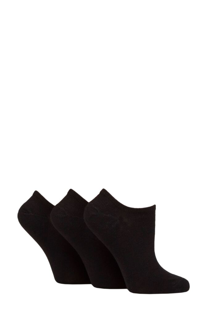 Sockshop WildfeetWomens Bamboo Plain Patterned & Contrast Heel Trainer Socks 3-Pair