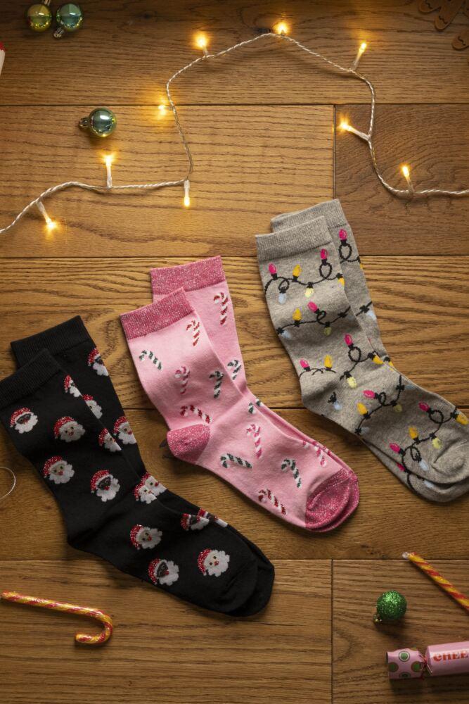 Sockshop WildfeetWomens Cotton Christmas Socks 3-Pair