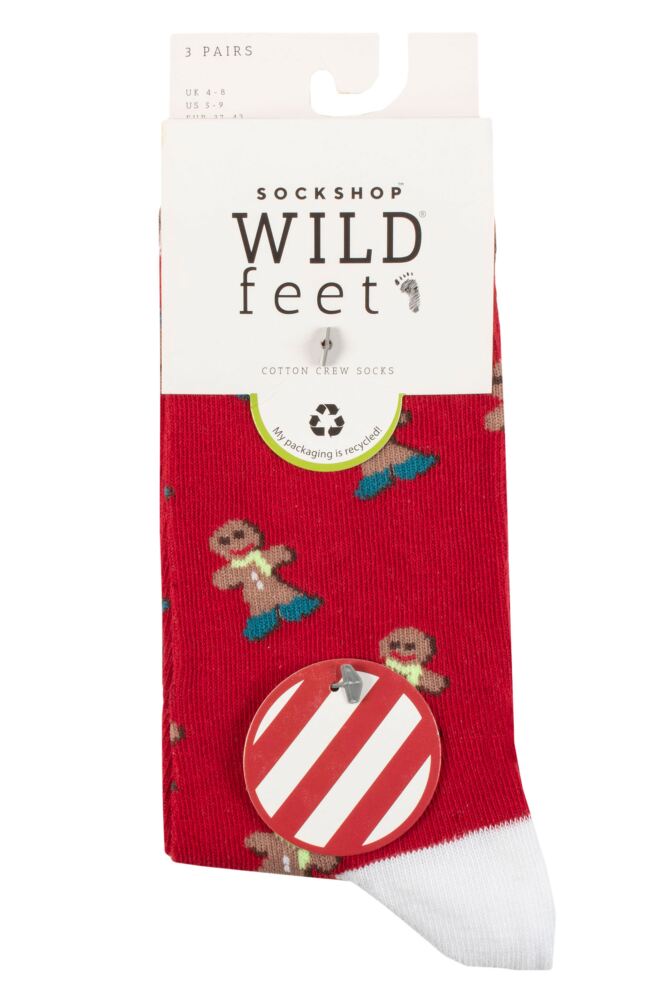 sockshop WildfeetWomens Cotton Christmas Socks 3-Pair