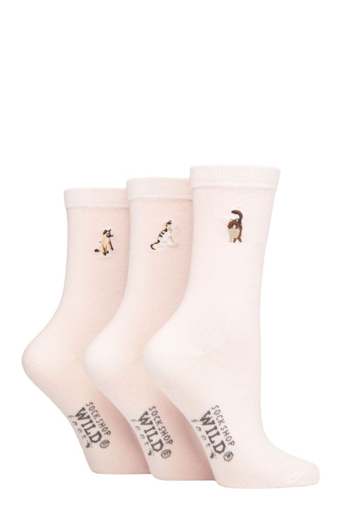 Sockshop WildfeetWomens Cotton Embroidered Socks 3-Pair