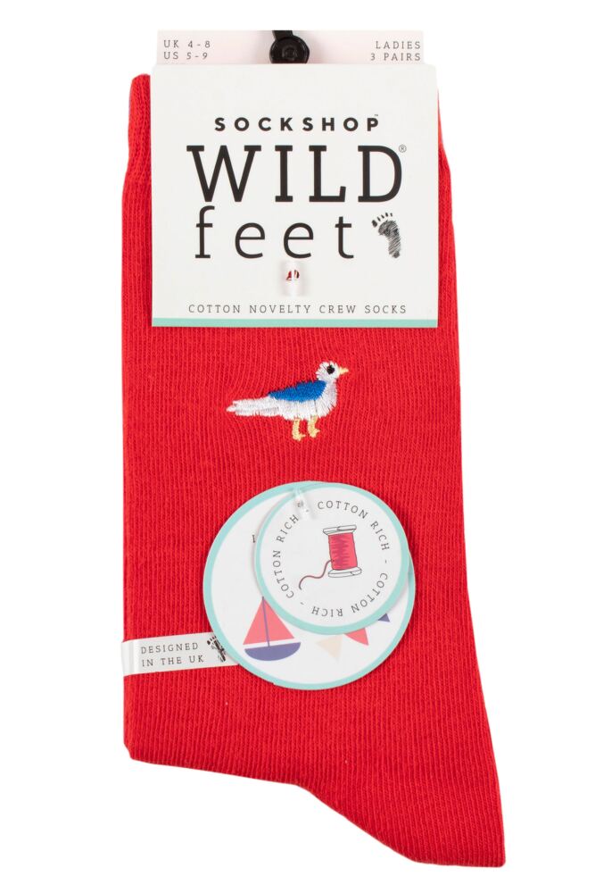 sockshop WildfeetWomens Cotton Embroidered Socks 3-Pair