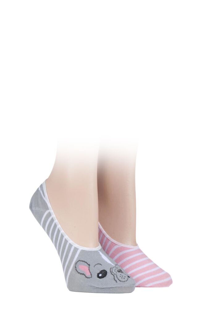 Sockshop WildfeetWomens Cotton Invisible Socks 2-Pair