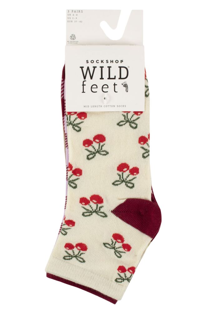 sockshop WildfeetWomens Cotton Mid Length Socks 3-Pair