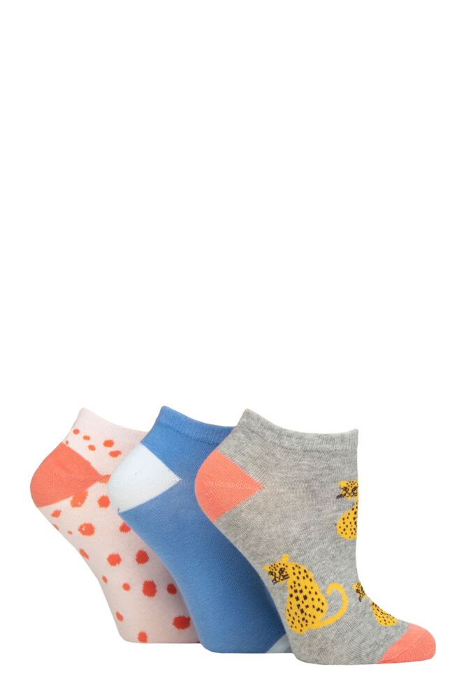 Sockshop WildfeetWomens Cotton Novelty Trainer Socks 3-Pair