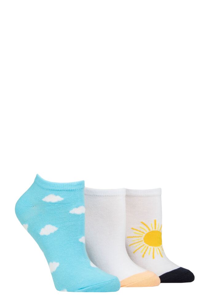 Sockshop WildfeetWomens Cotton Novelty Trainer Socks 3-Pair