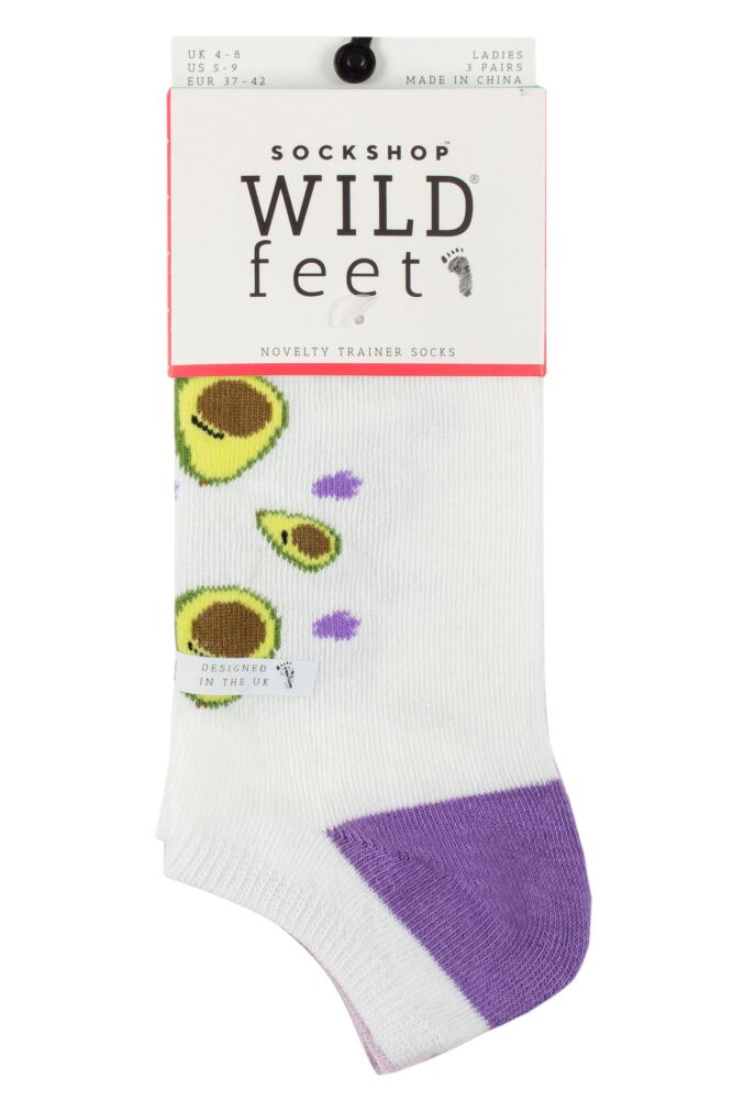 sockshop WildfeetWomens Cotton Novelty Trainer Socks 3-Pair