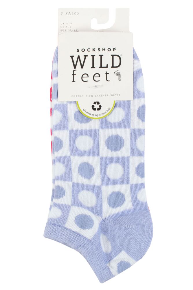 sockshop WildfeetWomens Cotton Patterned Trainer Socks 3-Pair