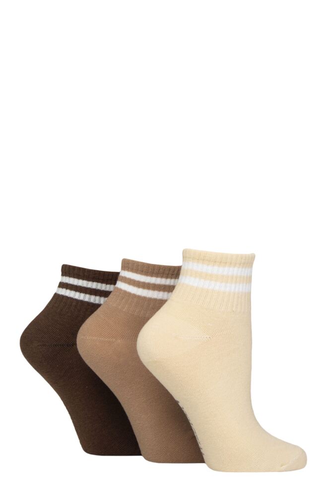 Sockshop WildfeetWomens Cotton Plain Mid Cut Ribbed Crew Socks 3-Pair