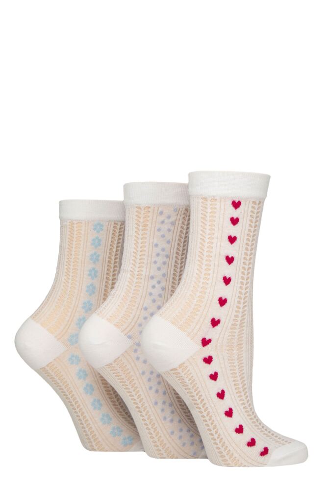 Sockshop WildfeetWomens Cotton Sheer Pelerine Pop Socks 3-Pair