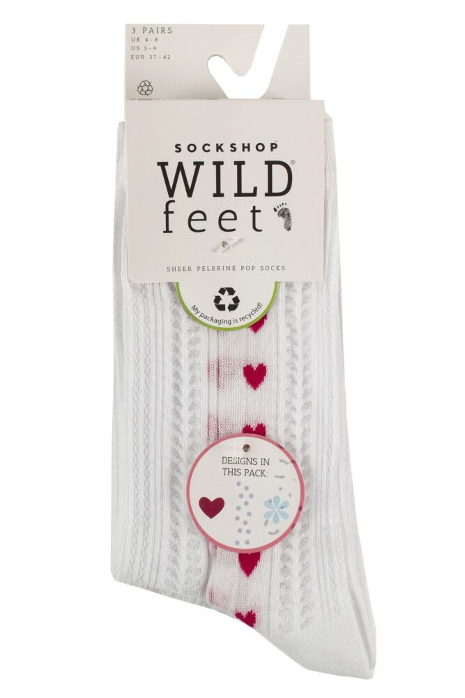 sockshop WildfeetWomens Cotton Sheer Pelerine Pop Socks 3-Pair