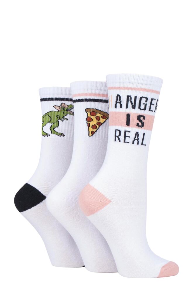Sockshop WildfeetWomens Cotton Slogan Sports Socks 3-Pair