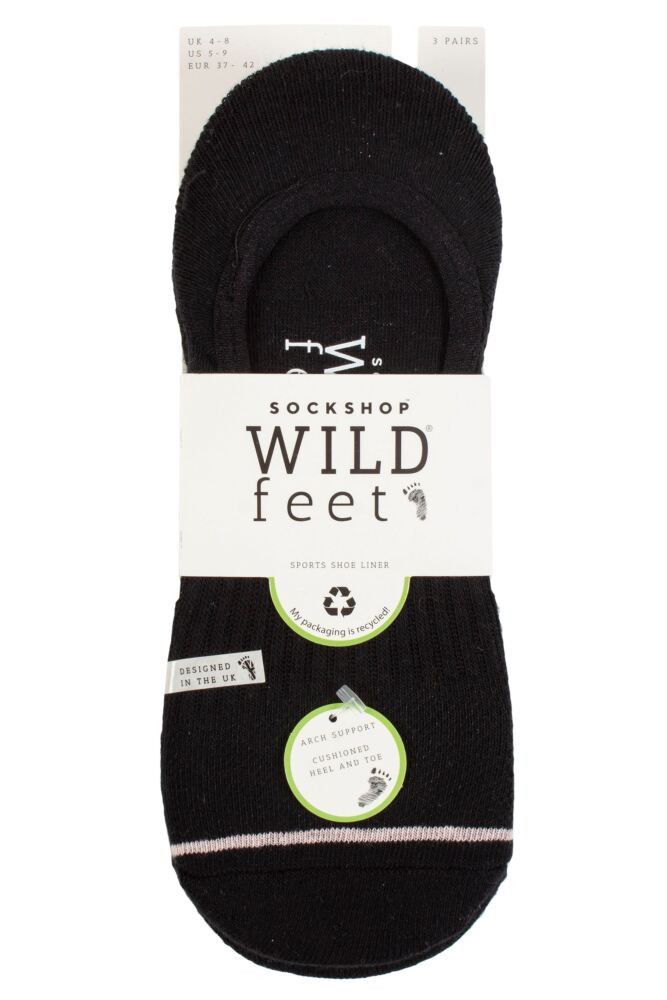 sockshop WildfeetWomens Cotton Sports Shoe Liner Socks 3-Pair