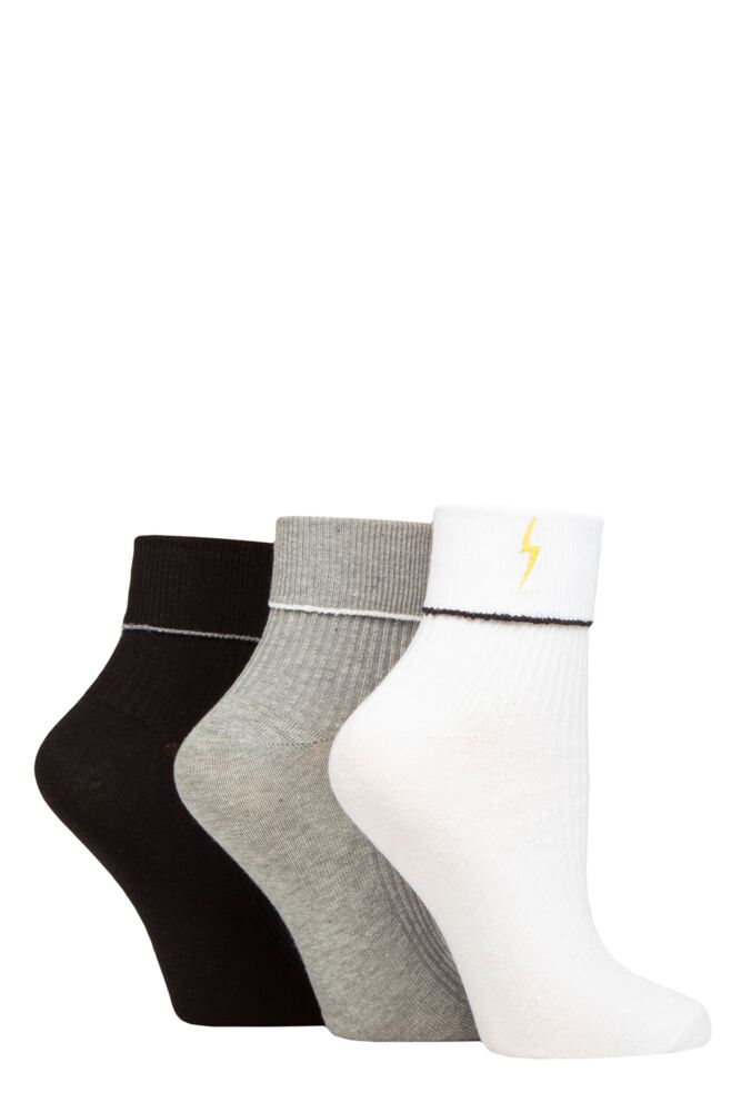 Sockshop WildfeetWomens Cotton Turn Over Top Socks 3-Pair