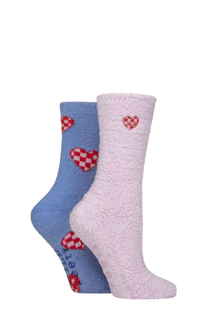 Sockshop WildfeetWomens Embroidered Cosy Lounge Socks 2-Pair