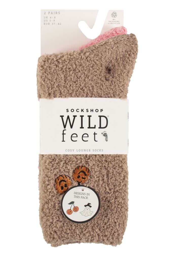 Sockshop WildfeetWomens Embroidered Cosy Lounge Socks 2-Pair