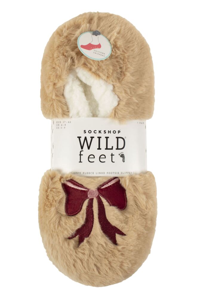 sockshop WildfeetWomens Fluffy Fleece Lined Footsie Slipper Socks