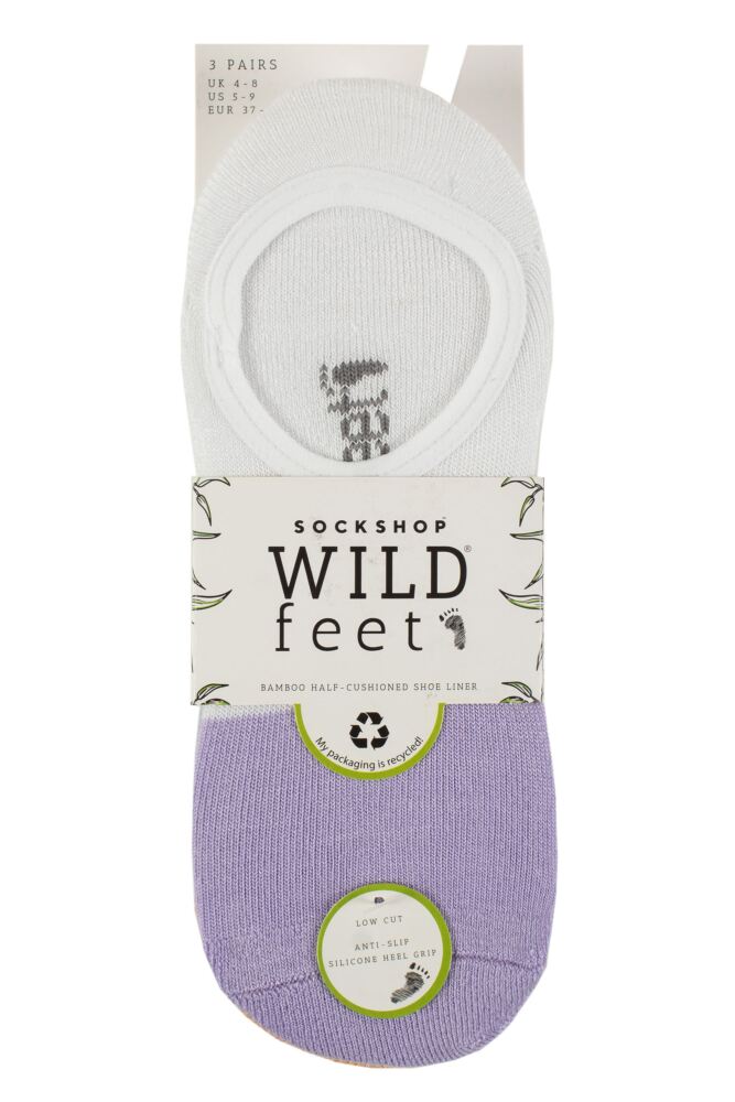 sockshop WildfeetWomens Plain Bamboo Half-Cushioned Shoe Liner Socks 3-Pair