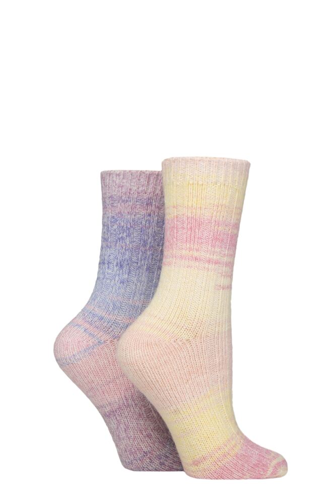 Sockshop WildfeetWomens Space Dye Super Soft Lounge Socks 2-Pair