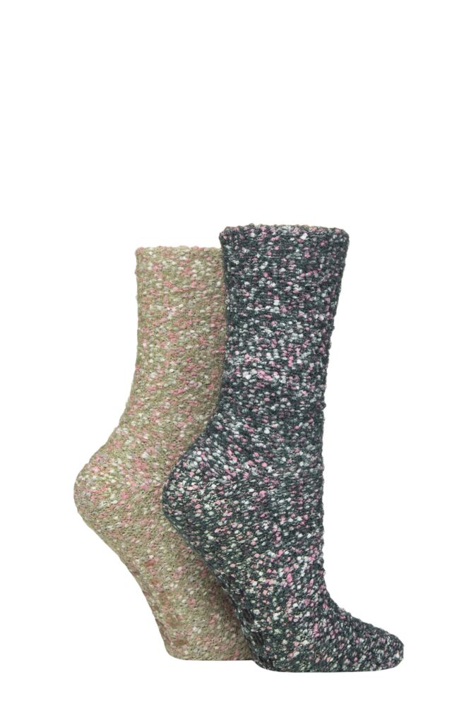 Sockshop WildfeetWomens Sparkle Popcorn Lounge Socks 2-Pair