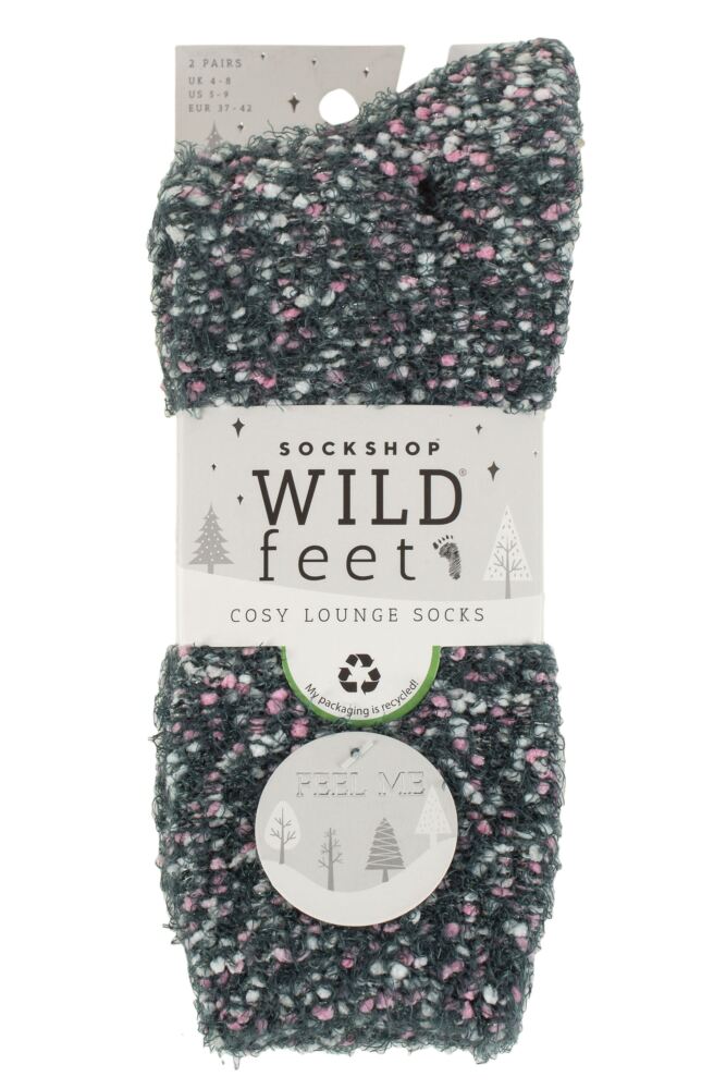 sockshop WildfeetWomens Sparkle Popcorn Lounge Socks 2-Pair