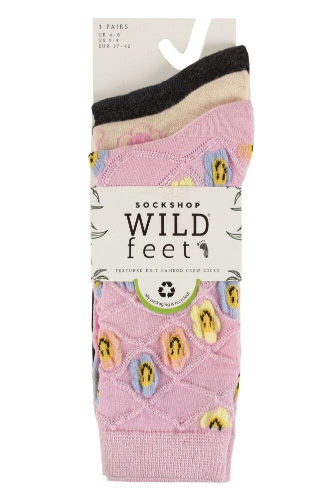 sockshop WildfeetWomens Textured Bamboo Socks 3-Pair