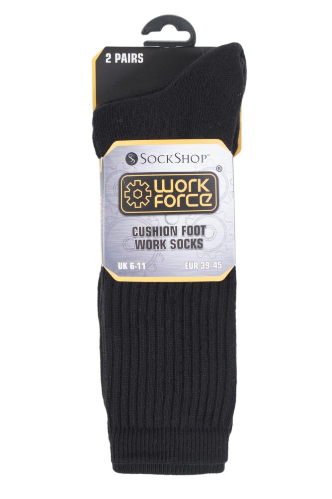 sockshop WorkforceMens Cotton Cushion Foot Work Socks 2-Pair