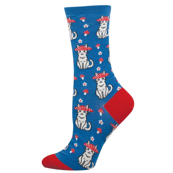 socksmith Cotton Crew Mushroom Cat
