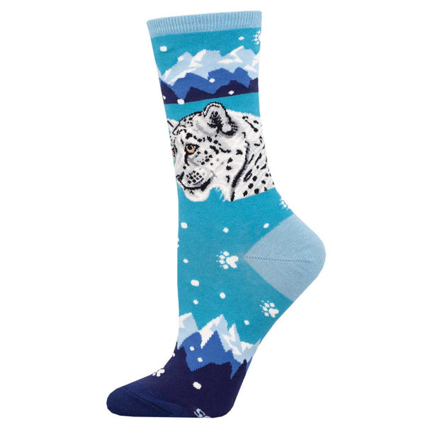 socksmith Cotton Crew Snow Leopard