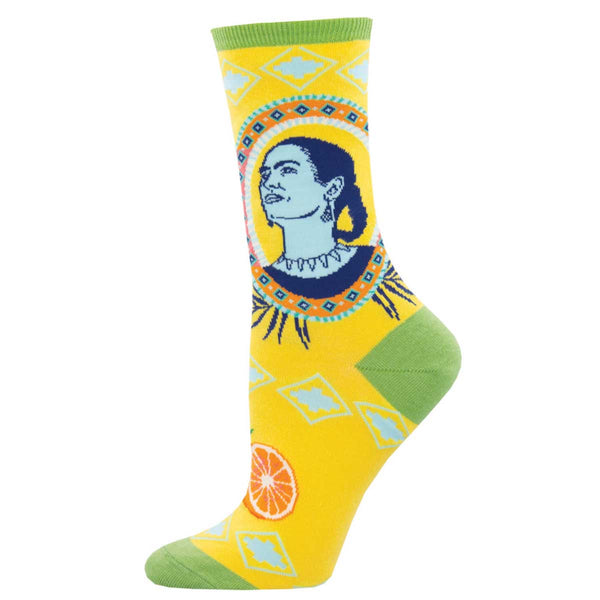 socksmith Frida Kahlo Cotton Crew Frida Orange