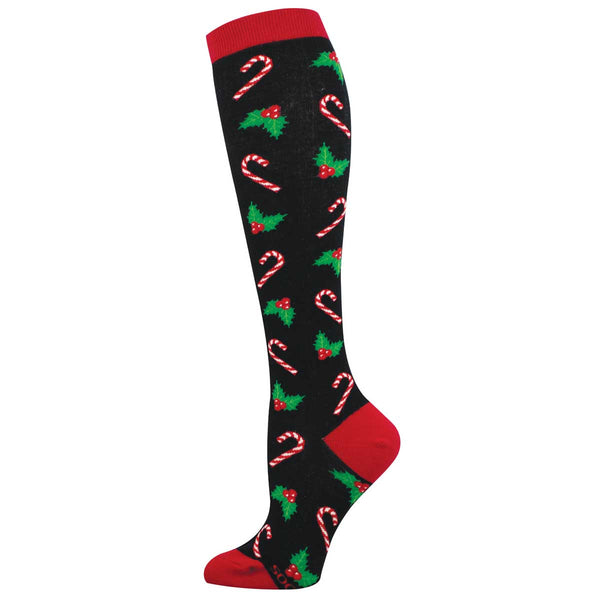 socksmith Knee Highs Candy Canes And Holly
