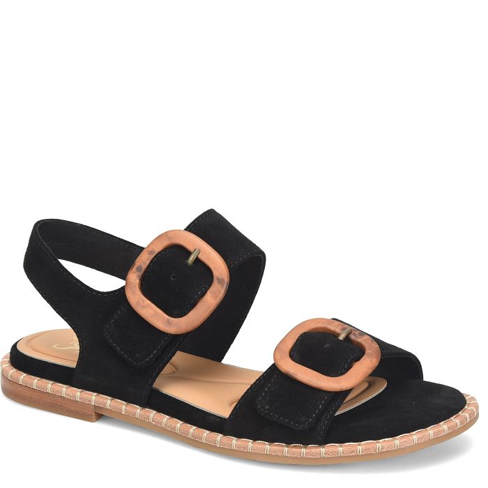 Söfft Napa Shop Sandals Flat Sandals Black Suede (Black)