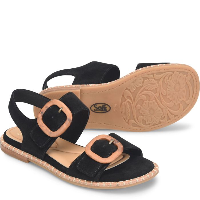 söfft Napa Shop Sandals Flat Sandals Black Suede (Black)