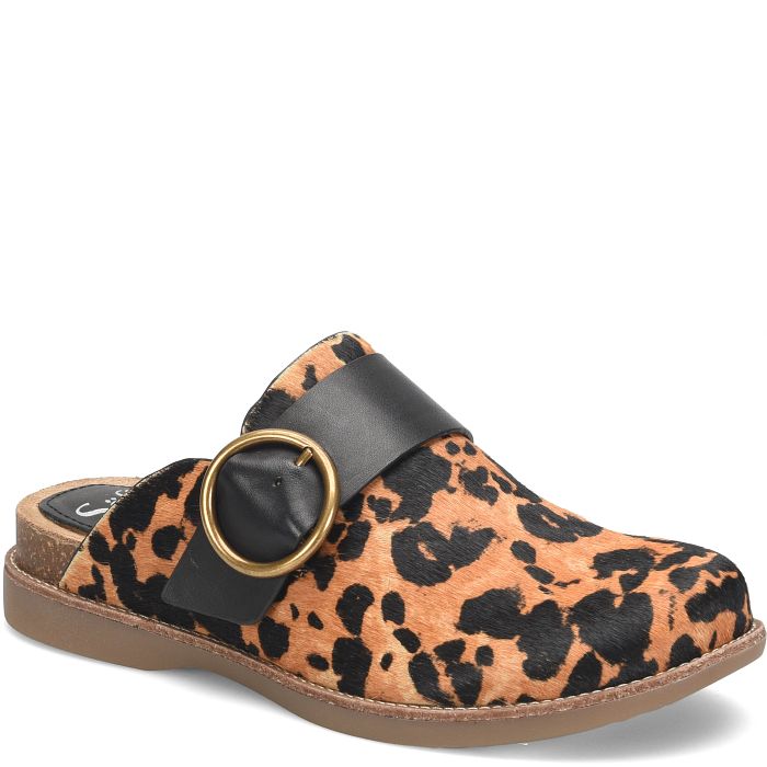 Söfft Billie Shop Flats Mules Coffee (Animal Print)