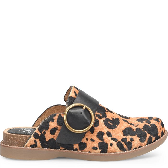 Söfft Billie Shop Flats Mules Coffee (Animal Print)