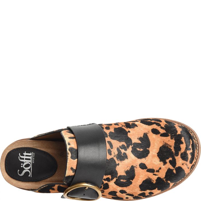 Söfft Billie Shop Flats Mules Coffee (Animal Print)