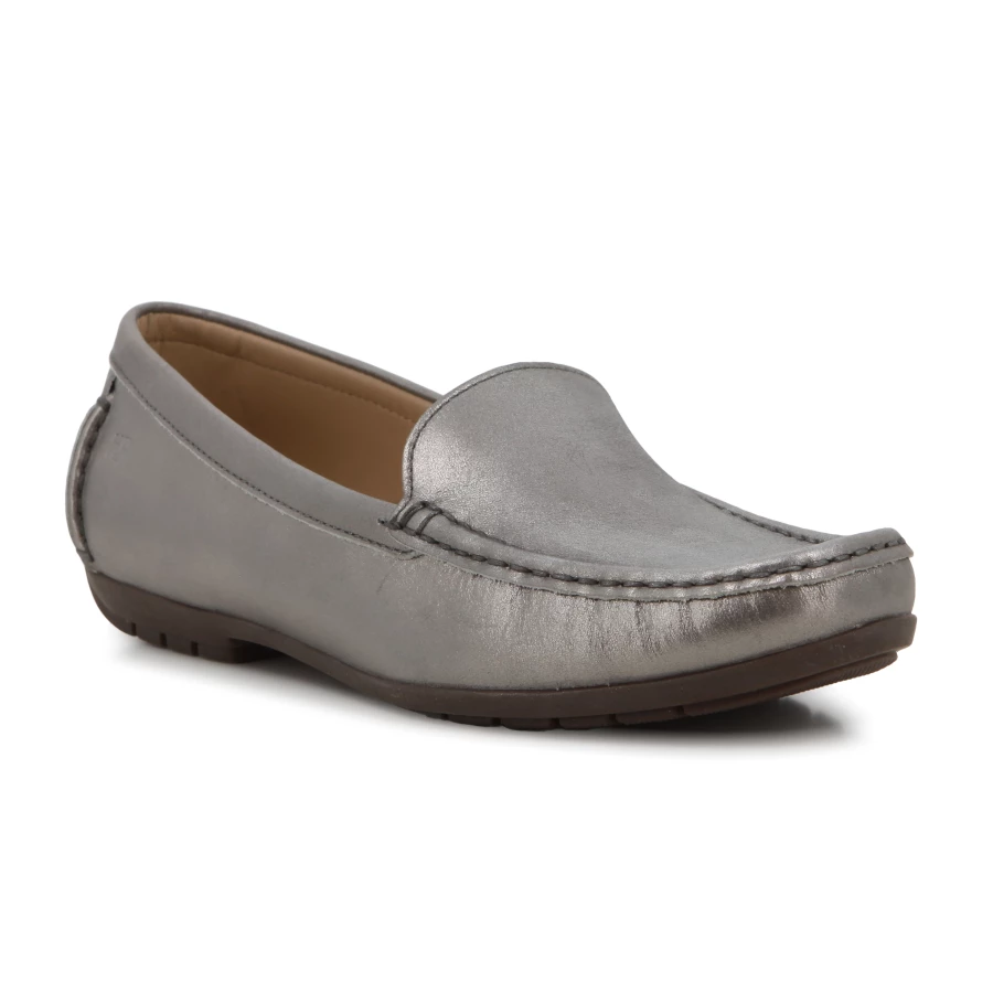 Soft Style Hush Puppies Catarina Casual Flats Pewter Gypsy Metallic Leather