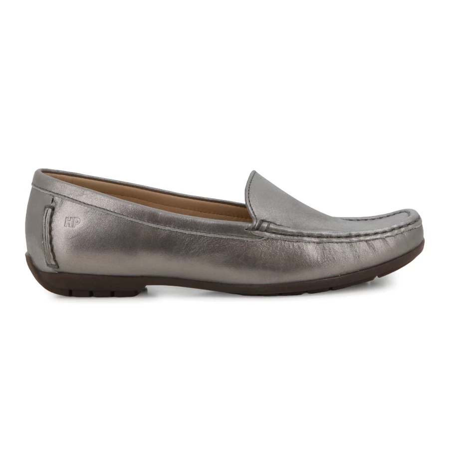 soft style Hush Puppies Catarina Casual Flats Pewter Gypsy Metallic Leather