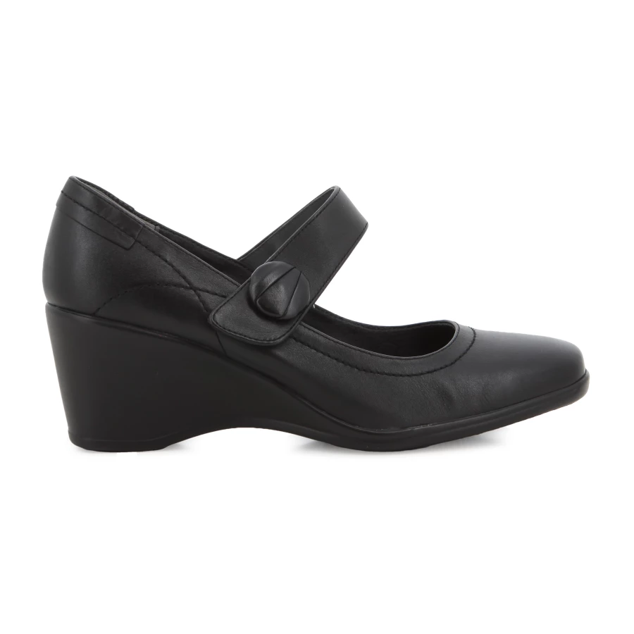 soft style Hush Puppies Corporate Stare Wedges Black Leather