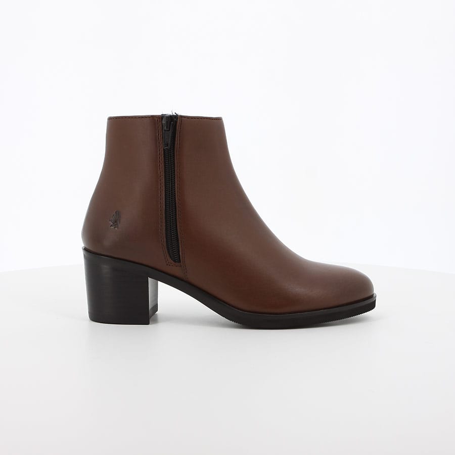 soft style Hush Puppies Dawn Leather Ankle Boots Dark Tan