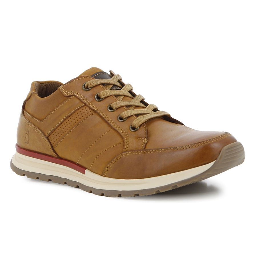 Soft Style Hush Puppies Draco Camel Leather Sneakers