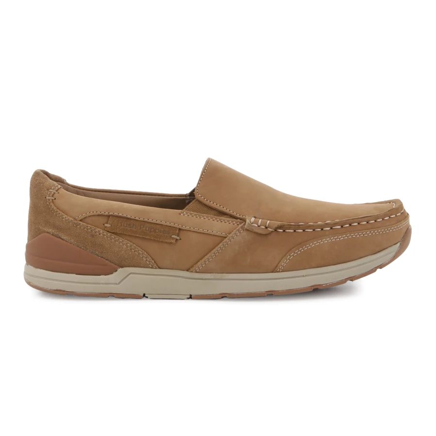 soft style Hush Puppies Falcon Mocc Toe Slip On Tan Nubuck