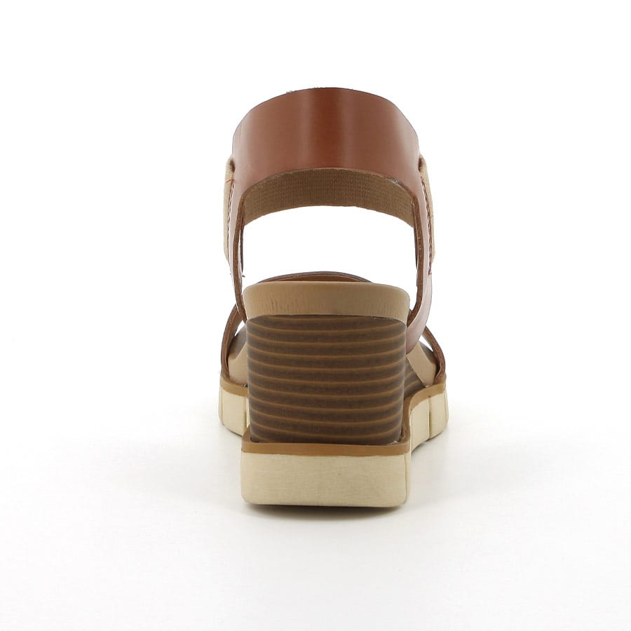 Soft Style Hush Puppies Freja Leather Wedges Cognac