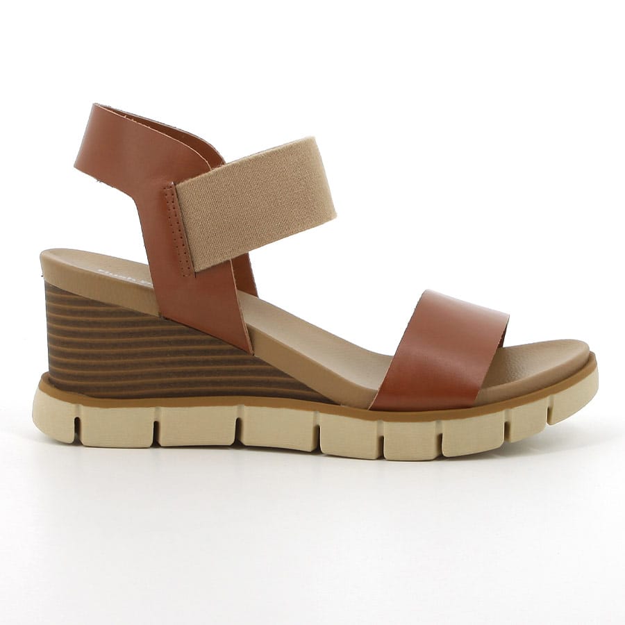 soft style Hush Puppies Freja Leather Wedges Cognac
